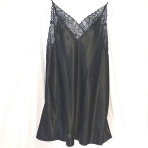 Ambrielle Black Lace Trim Cami Dress Sleeveless‎ Lingerie XL